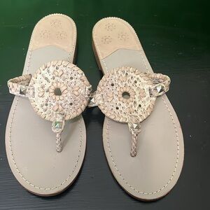 Jack Rogers Georgica Silver Jelly Sandals Flip Flops Women's Size10